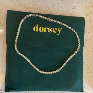 dorsey KATE ROUND CUT LAB GROWN WHITE SAPPHIRE SILVER RIVIERE NECKLACE